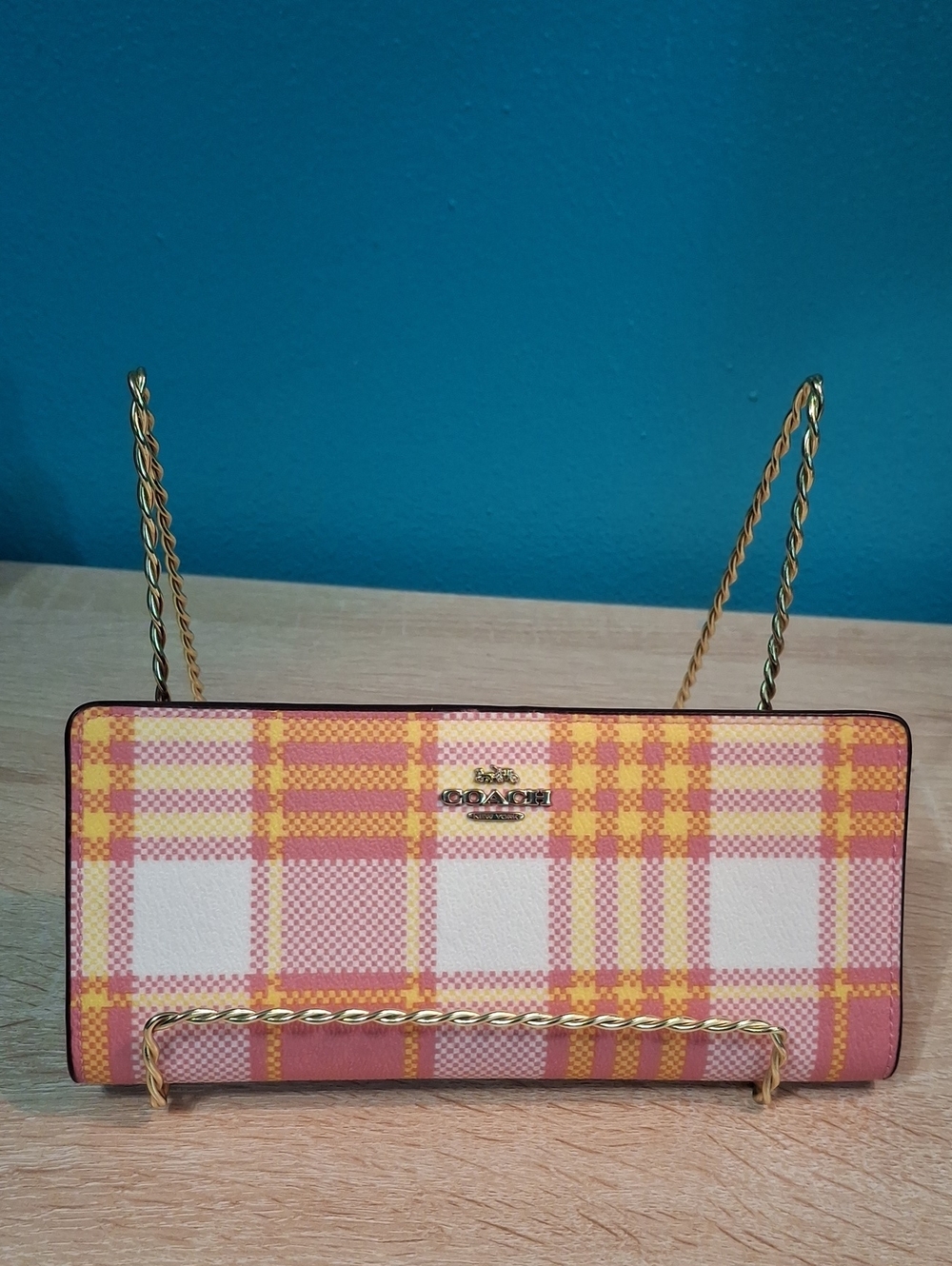 Coach Taffy Multi Plaid Slim Wallet Nwt